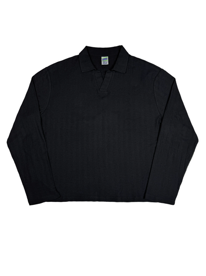 [STM] Navy knitted long-sleeved shirt