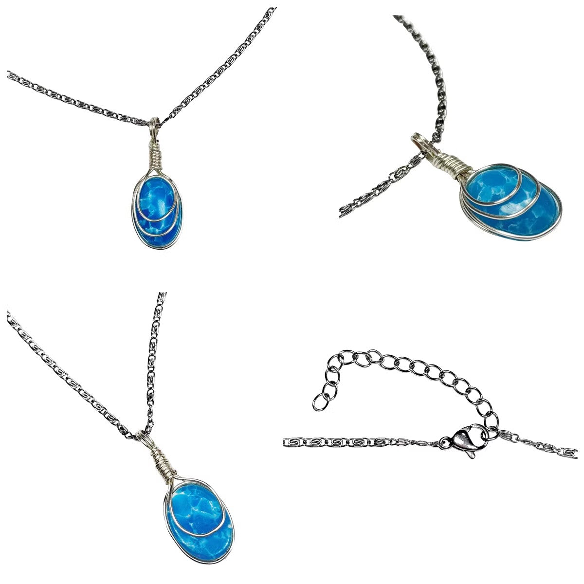 [STM] Seawave pattern titanium steel white copper necklace