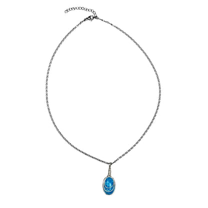 [STM] Seawave pattern titanium steel white copper necklace
