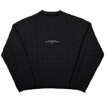 [STM x CT] Embroidered lapel knit sweater